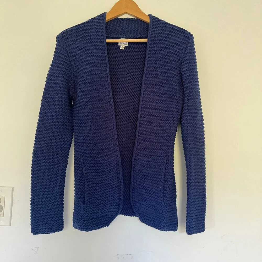 Neal Sperling Chunky Knit Textured Cotton Blend Slim Fit Cardigan Size Women's S - Picture 4 of 12